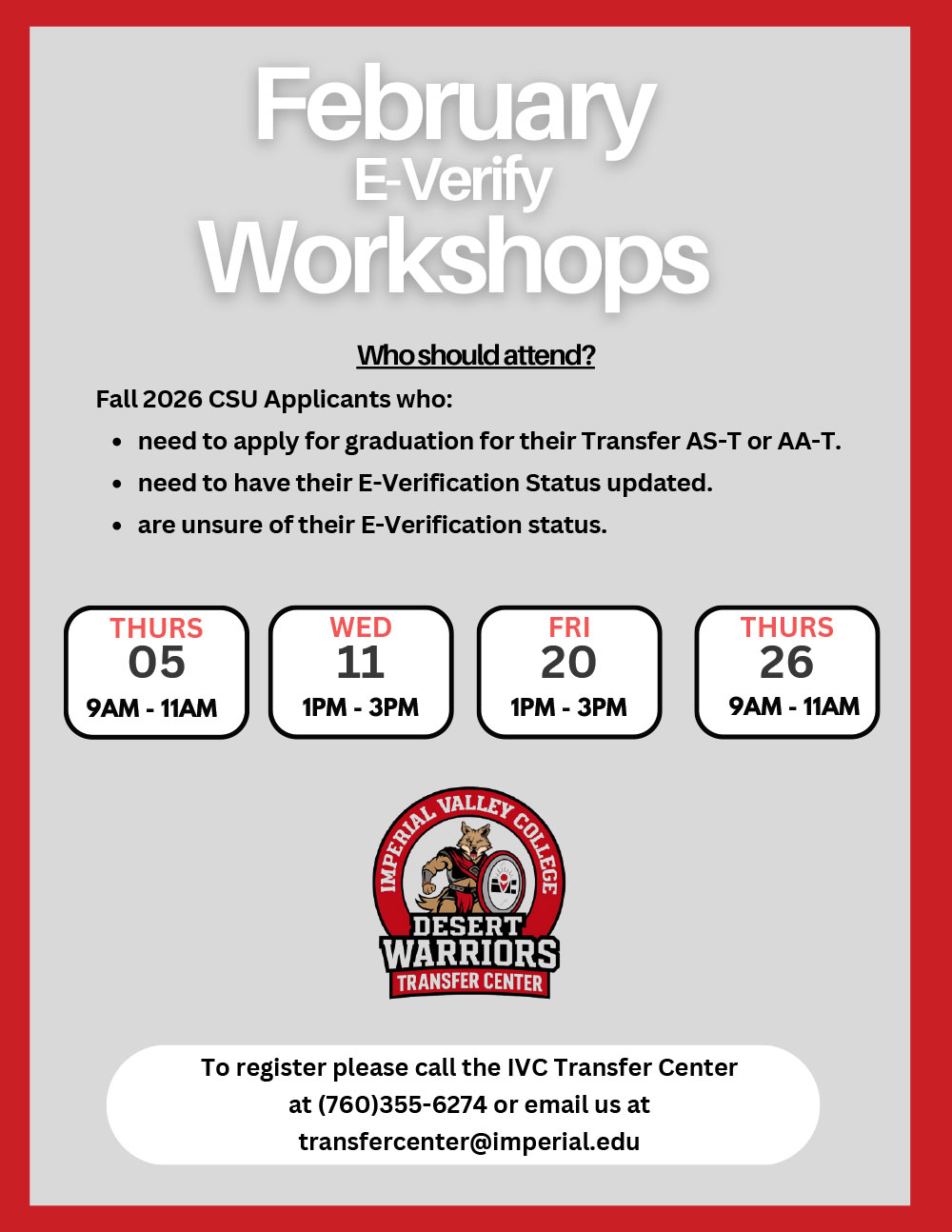 February 2026 Admissions Workshop